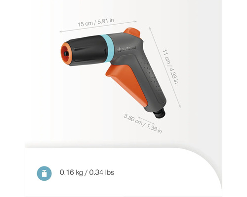 Tuinspuitpistool met afmetingen en gewicht