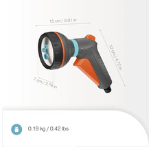 Tuindouche met de afmetingen 15 x 7 x 12 cm en een gewicht van 0,19 kg