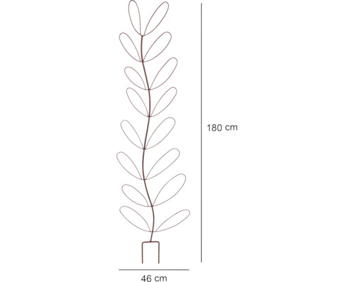 Decoratieve plantensteun van metaal met een hoogte van 180 cm en een breedte van 46 cm voor gebruik in de tuin