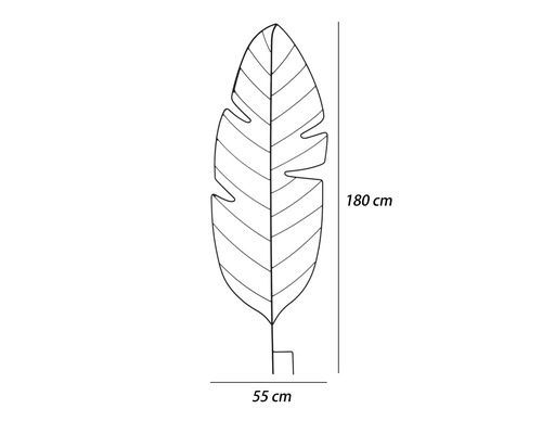 Decoratieve metalen bladsculptuur, 180 cm hoog en 55 cm breed