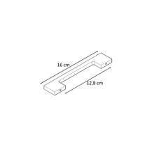 Houten handgreep met afmetingen van 16 cm en 12,8 cm