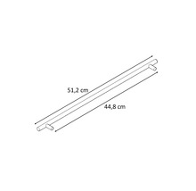 Diagram van een staaf van 51,2 centimeter met een tussenruimte van 44,8 centimeter