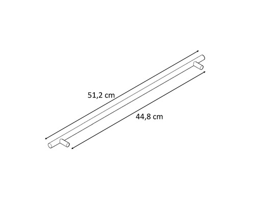 Diagram van een staaf van 51,2 centimeter met een tussenruimte van 44,8 centimeter