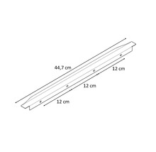 Metalen strip met afmetingen 44,7 centimeter lang en 12 centimeter breed
