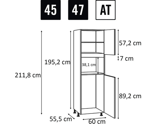 Afmetingen van de keukenkast