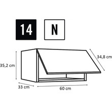 Technische tekening van een hangkast met maatvoering