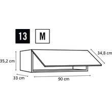 Afbeelding van een keukenkast met de afmetingen 90 x 35,2 x 33 centimeter