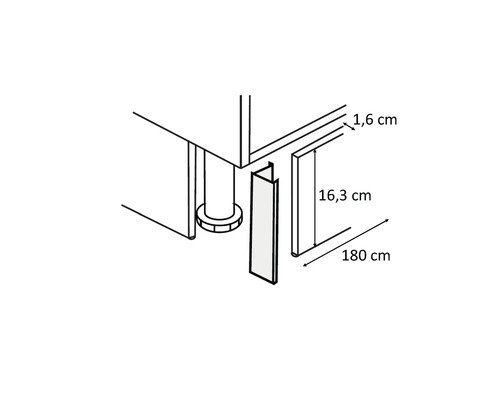 Schema van een voetstuk met afmetingen