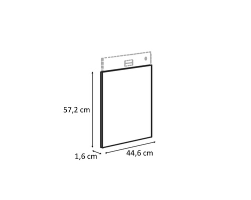 Tekening van een keukenkastfrontframe met maatvoering