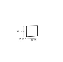 Afmetingen van het artikel: 35,2 cm hoog, 33 cm breed, 1,6 cm diep