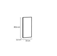 Rechthoekige spiegel met afmetingen 89,6 cm x 33 cm x 1,6 cm