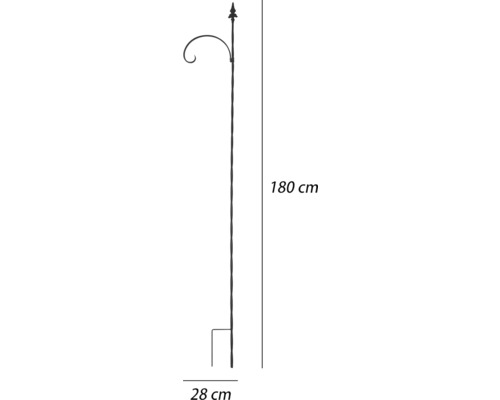 Metalen lantaarnpaal, 180 cm hoog en 28 cm breed