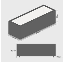 Illustratie van een rechthoekige plantenbak met maatvoering