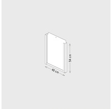 Producttekening van een badkamerkast met de afmetingen 54 bij 40 centimeter