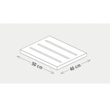 Illustratie van een plaat met groeven en de afmetingen 50 bij 40 centimeter