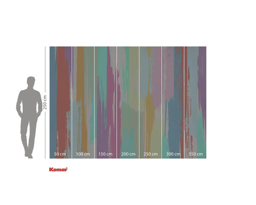 Komar Logo. Illustratie van een behang met een kleurenpatroon en verschillende breedtes.