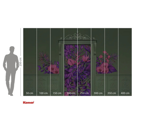 Komar fotobehang met bloemmotief en maataanduidingen