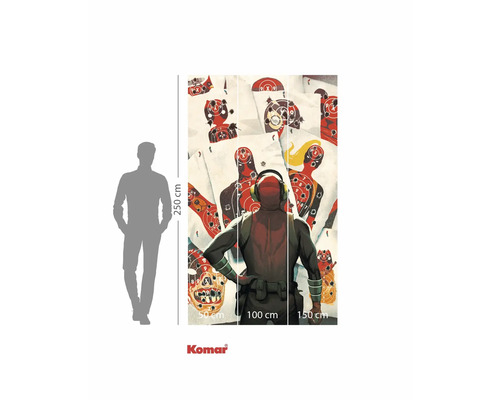 Behangmotief met schietschijven en figuur met koptelefoon