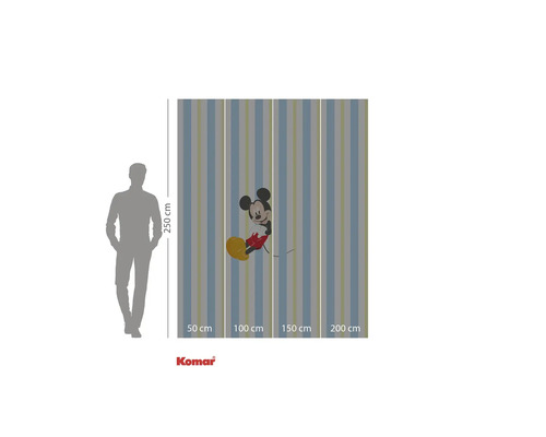 Fotobehang met streepjesmotief en Mickey Mouse, hoogte 250 centimeter
