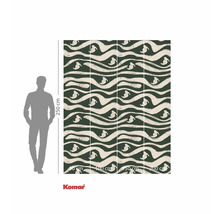 Fotobehang met golven en gestileerde dierlijke afbeelding, afmetingen 250 bij 400 centimeter