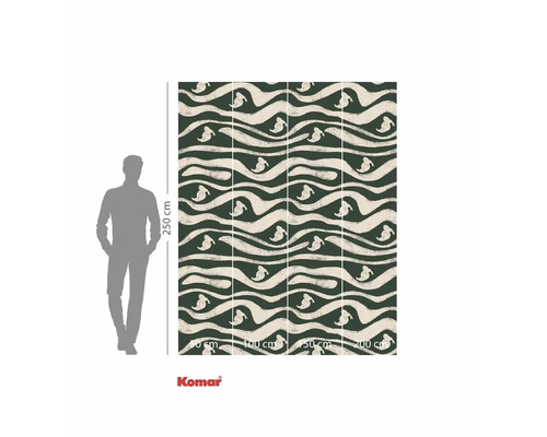 Fotobehang met golven en gestileerde dierlijke afbeelding, afmetingen 250 bij 400 centimeter