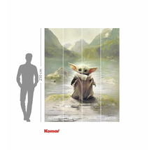 Fotobehang met figuur in merenlandschap en maataanduidingen