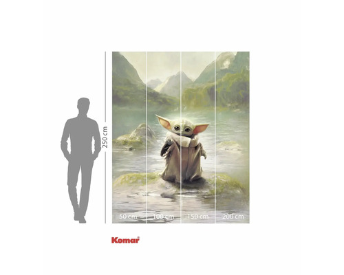 Fotobehang met figuur in merenlandschap en maataanduidingen