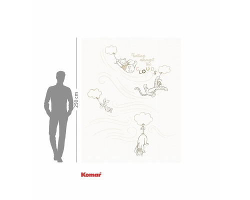 Fotobehang met Winnie de Poeh, Knorretje, Teigetje en Iejoor motieven in wolken design, 250 cm hoog