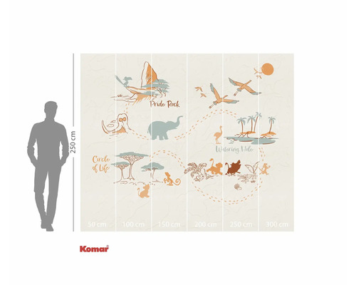 Fotobehang met een illustratie van de Lion King kaart, 300 bij 250 cm