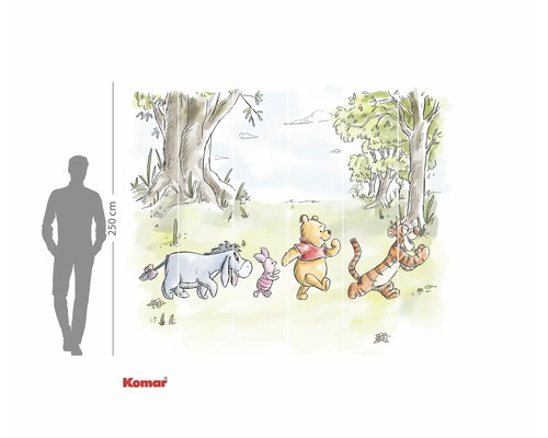 Winnie de Poeh muurschildering met Iejoor, Knorretje, Winnie de Poeh en Teigetje in het bos, 250 cm hoog