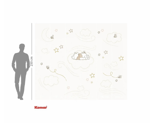 Fotobehang met Winnie de Poeh-motief, wolken en sterren, 250 cm hoog