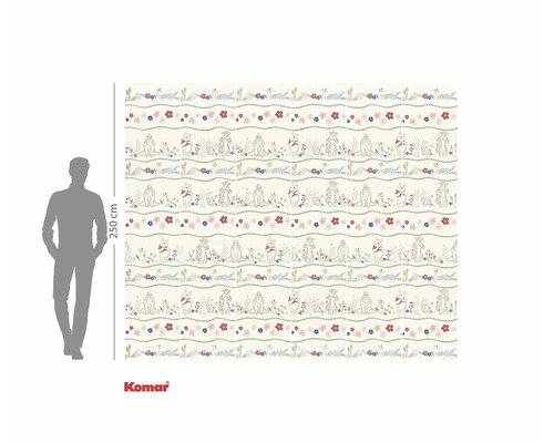 Fotobehang met Winnie de Poeh-motief en bloemen, ongeveer 250 cm hoog