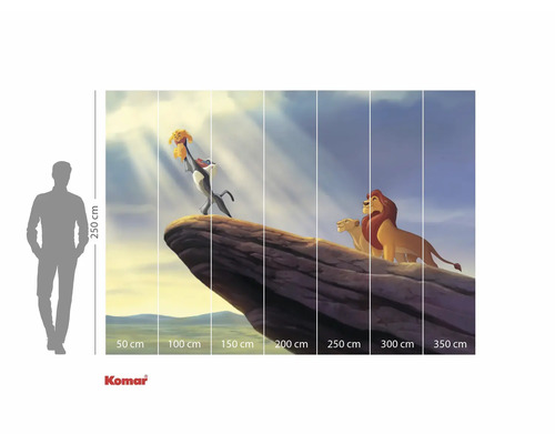 Fotobehang met motief uit De Leeuwenkoning met hoogteaanduiding.