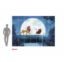 Fotobehang met The Lion King-motief en maataanduidingen.