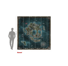 Komar wanddecoratie met een eilandkaart met dieren en planten, afmeting 300 bij 280 centimeter