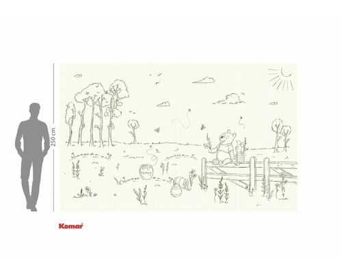 Winnie de Poeh muurschildering met Winnie de Poeh en Knorretje in een weiland met bomen