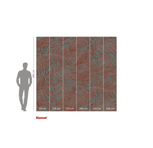 Fotobehang met bladerpatroon en maatindicaties