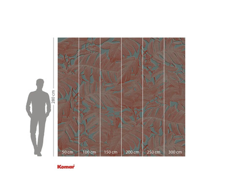 Fotobehang met bladerpatroon en maatindicaties
