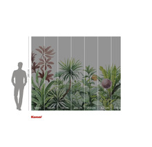 Fotobehang met jungle motief en maataanduidingen.