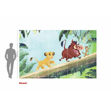 Fotobehang met een jungle scènes uit de film De Leeuwenkoning met Simba, Timon en Pumbaa