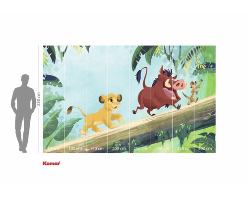 Fotobehang met een jungle scènes uit de film De Leeuwenkoning met Simba, Timon en Pumbaa