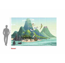 Peter Pan fotobehang met eilandmotief en maataanduidingen