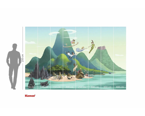 Peter Pan fotobehang met eilandmotief en maataanduidingen