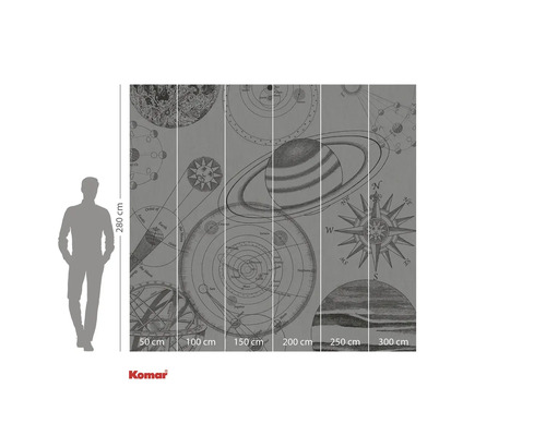 Behang met afbeelding van het zonnestelsel en nautische elementen