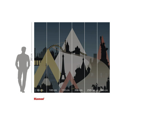 Fotobehang met silhouet van een wereldstad