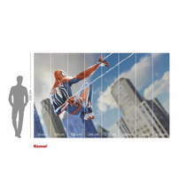 Fotobehang met Spiderman motief en maataanduidingen