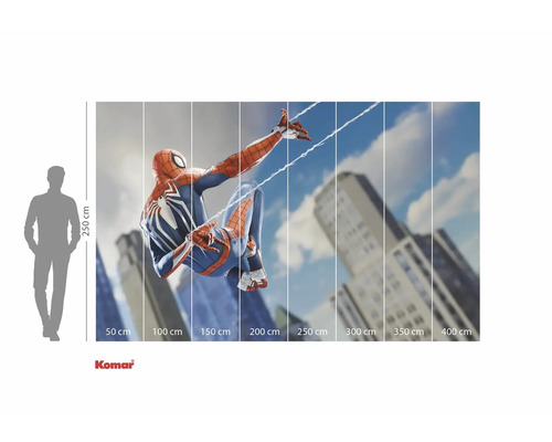 Fotobehang met Spiderman motief en maataanduidingen