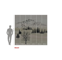 Fotobehang met berglandschap en bosmotief voor wanddecoratie