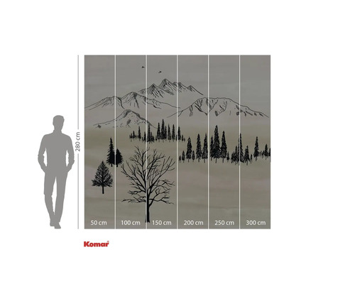 Fotobehang met berglandschap en bosmotief voor wanddecoratie