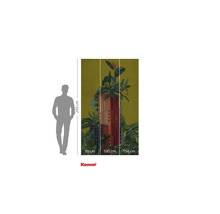 Fotobehang met plantenmotief en rood gebouw